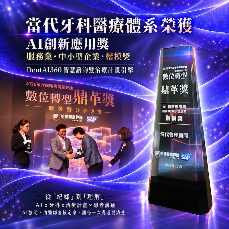當代牙科醫療體系以 DentAI 360 榮獲2026《哈佛商業評論》數位轉型鼎革獎 AI 創新應用獎服務業中小型企業楷模獎